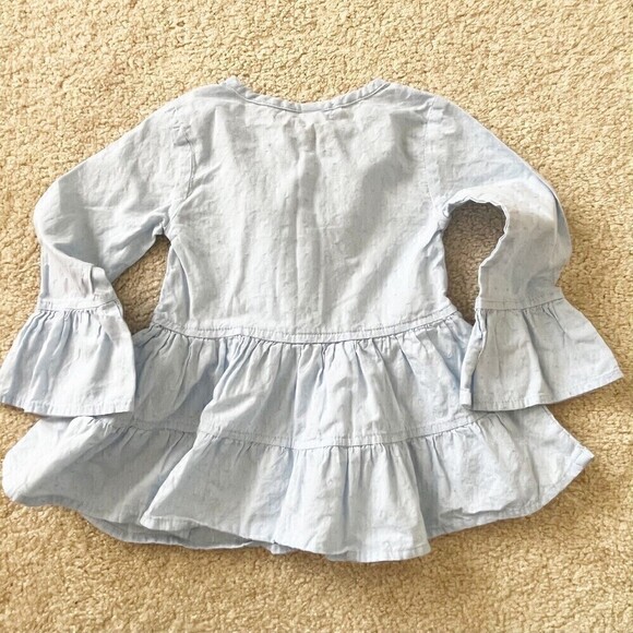 Tommy Hilfiger Dress Girls 24 Mo Light Denim Cotton Prairie Twirl Bell Sleeve - Picture 6 of 7